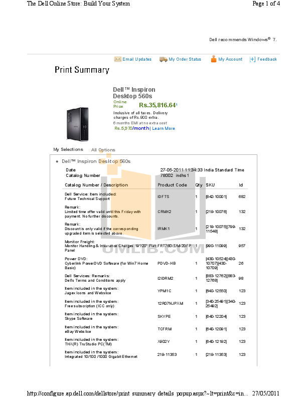 Download free pdf for Dell Inspiron 580 Desktop manual